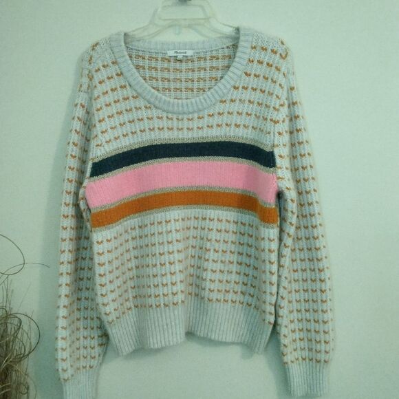 Madewell Barfield sweater color heather Blizzard size L - Picture 7 of 7